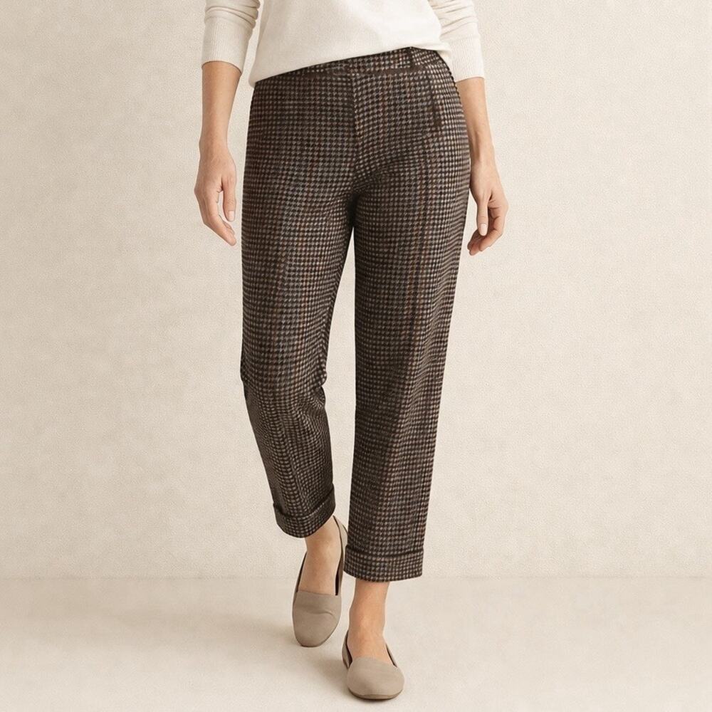 J Jill Houndstooth Cuffed Trouser Pants Women 16 Colorful Casual Workwear